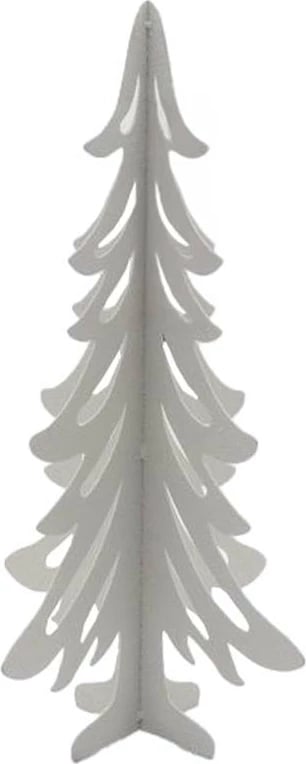 Dekor pemë e Krishtlindjeve PINO, metalike, e bardhë, 18x18x45cm