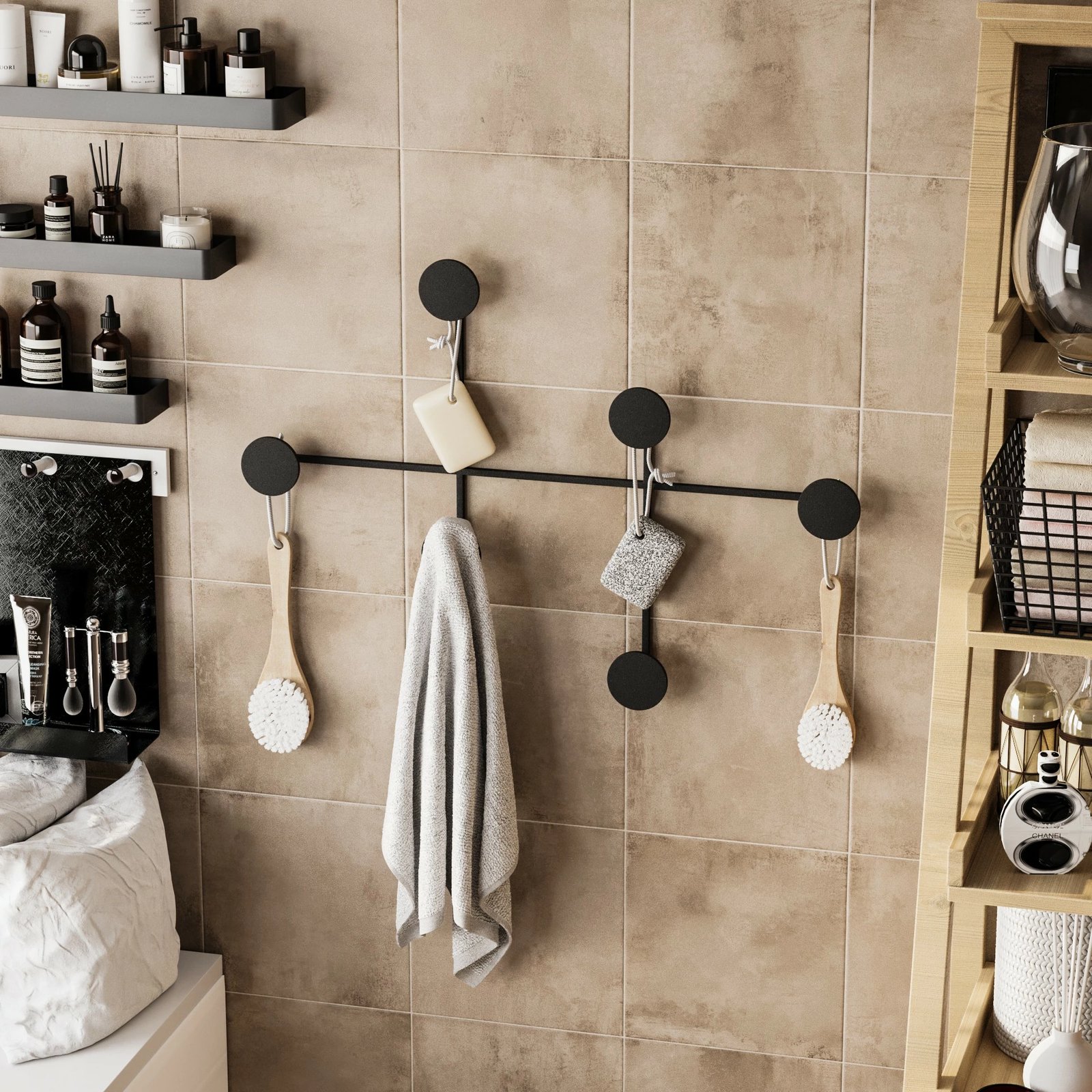 Varëse muri metalike Wallity, Dama, e zezë, 82x60x10cm