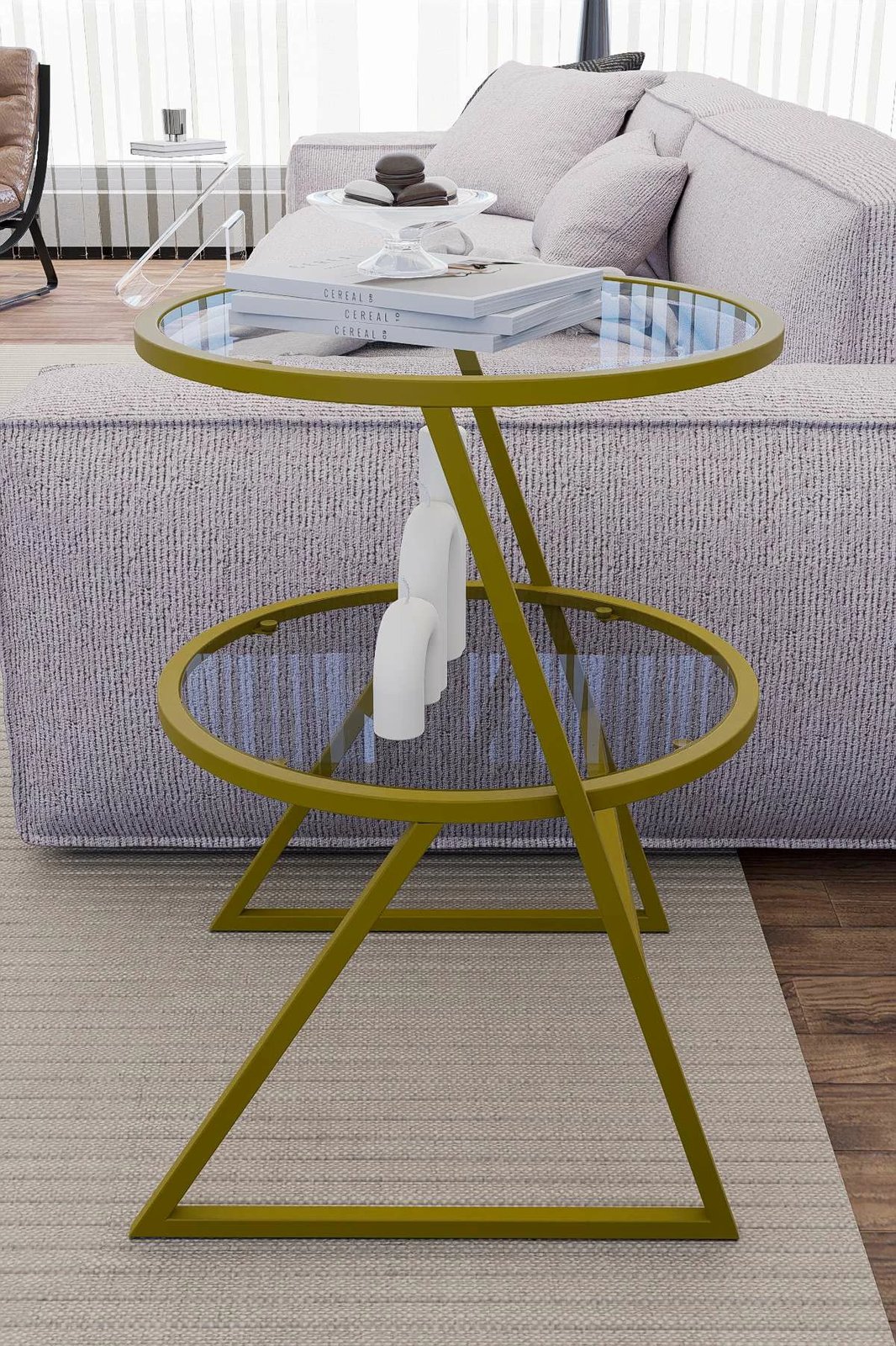 Tavolinë anësore Skye Decor, Valencia, ngjyrë ari