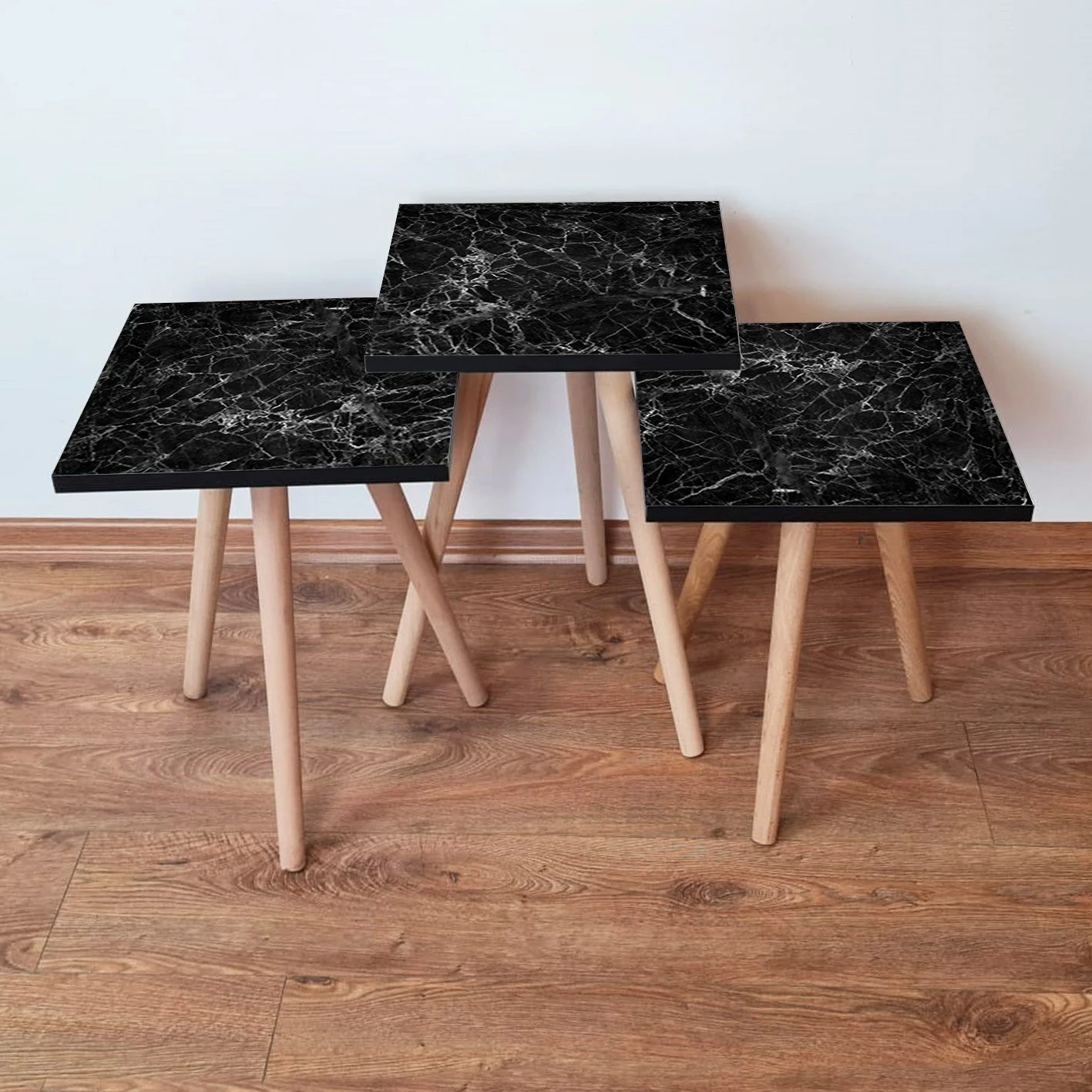 Set tavolina të mbivendosura (3 copë), Skye Decor, 3Shp232, e zezë