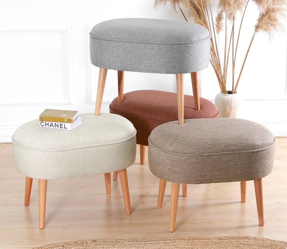 Puf Timoon, liri 100%, ngjyrë gri