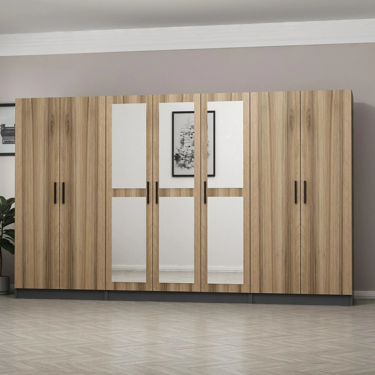 Dollap për dhomë gjumi, ngjyrë dore, Skye Decor, 315x210x52 cm