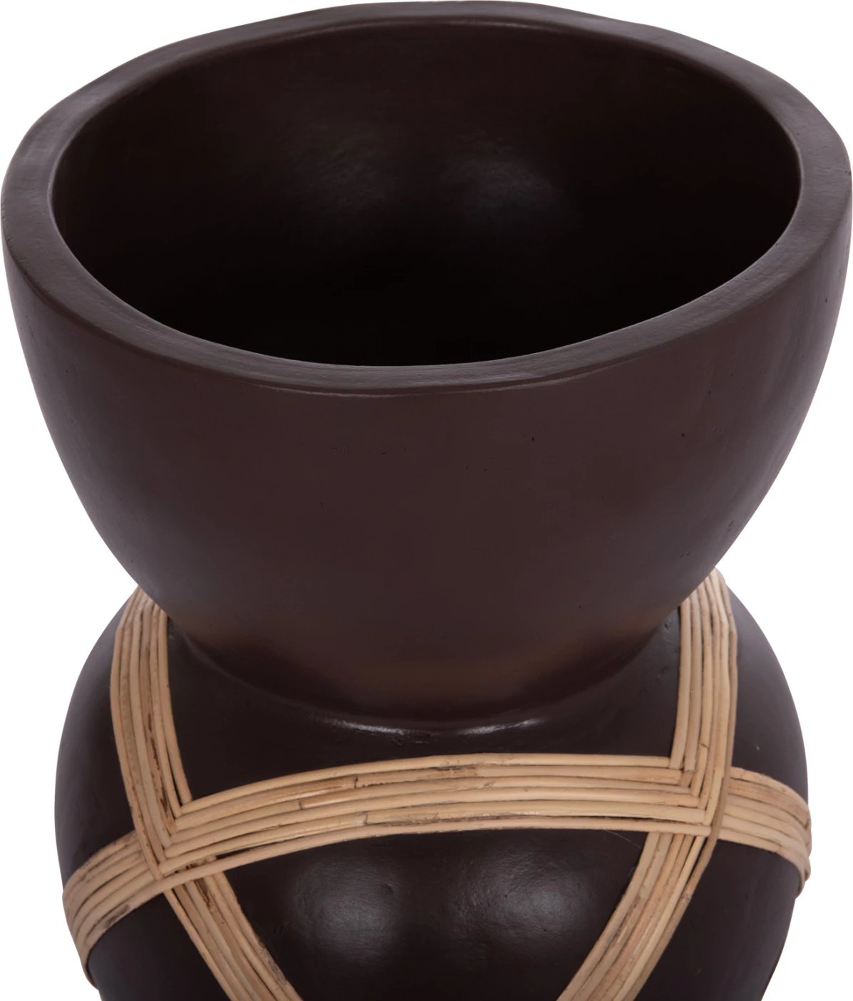 Vazo dekorative për dysheme MAYNARD, fibër-cement, ngjyrë çokollate, ratan, FH4672.07L, 32x62.5cm