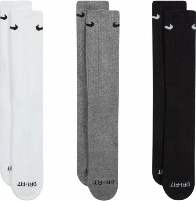 Çorape Nike unisex, të bardha/gri/zeza