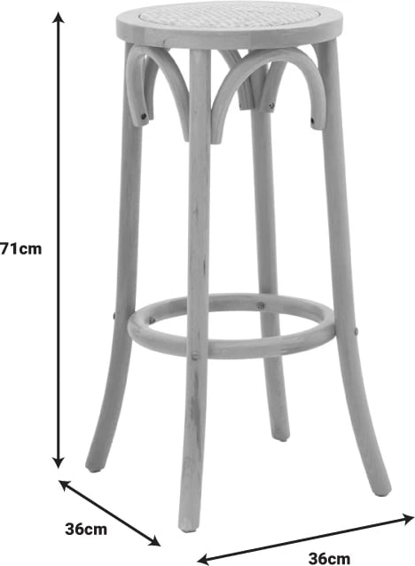Karrige për bar Serzo dru ahu dhe ratan ngjyrë natyrale Φ36x71cm