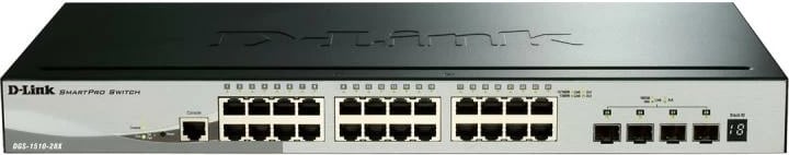 Switch D-Link DGS-1510-28X/E 24 porte Gigabit, 2 SFP, 2 SFP+ 10G, Smart Managed, Stackable, IPv6