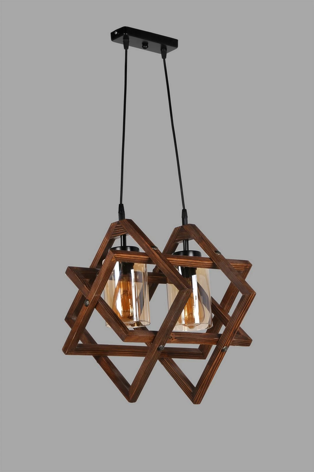 Llambë tavani prej druri, ngjyrë arre, Opviq Berlin, 2 llampa