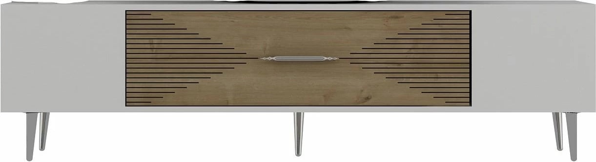 Komodë TV Skye Decor, Dekol1, e bardhë, lis safir, argjend