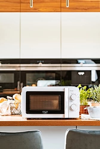 Furrë me mikrovalë, Adler AD 6205, 20 L, 700 W, 5 nivele, defrost, kontroll mekanik, e bardhë