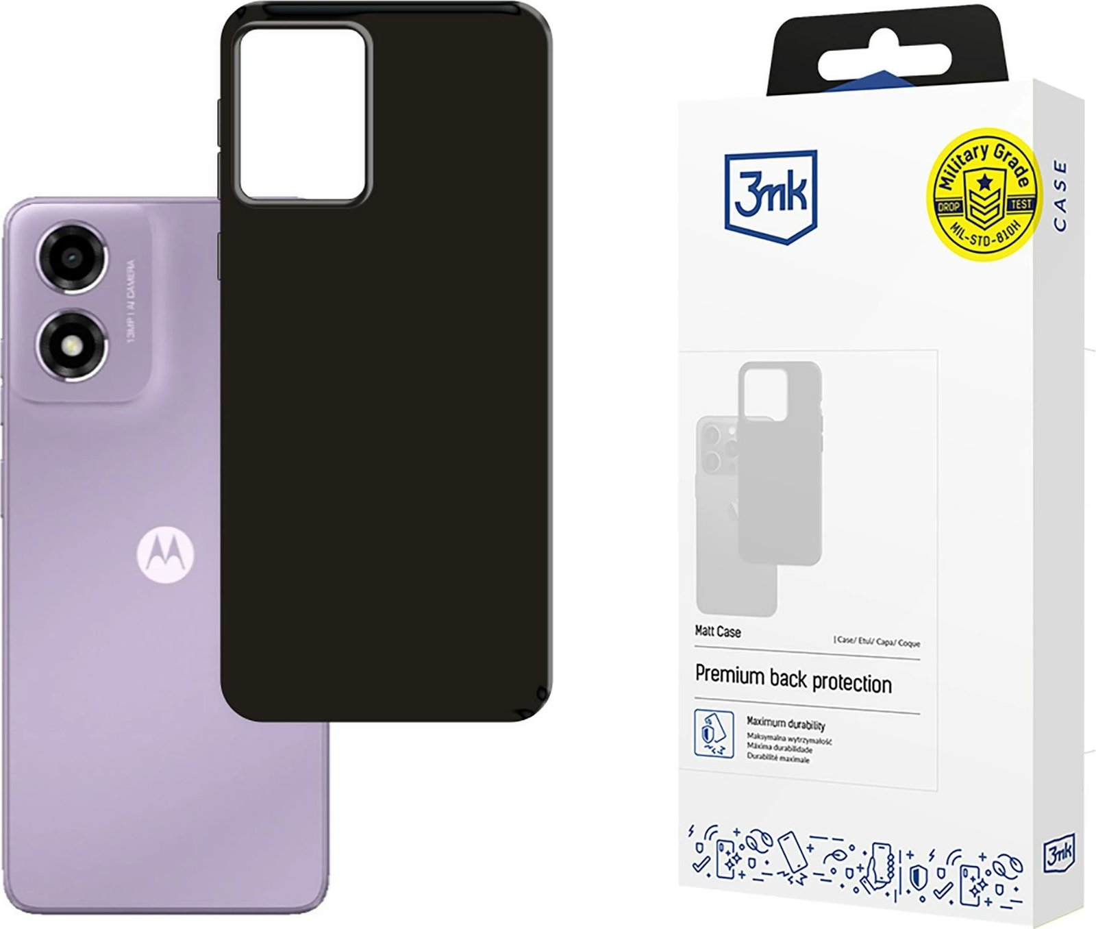 Mbështjellës 3mk Matt Case për Motorola Moto E14 / G04 / G04S, i zi