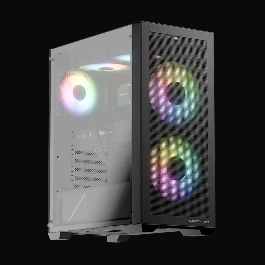 Kasë LC-Power Gaming 717B, Micro Tower, RGB, xham i temperuar, e zezë