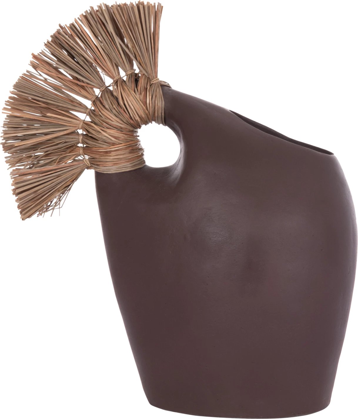 Vazo dekorative tavoline ALICA2, terrakotë, ngjyrë çokollate, bar i thatë, 44x18x50cm