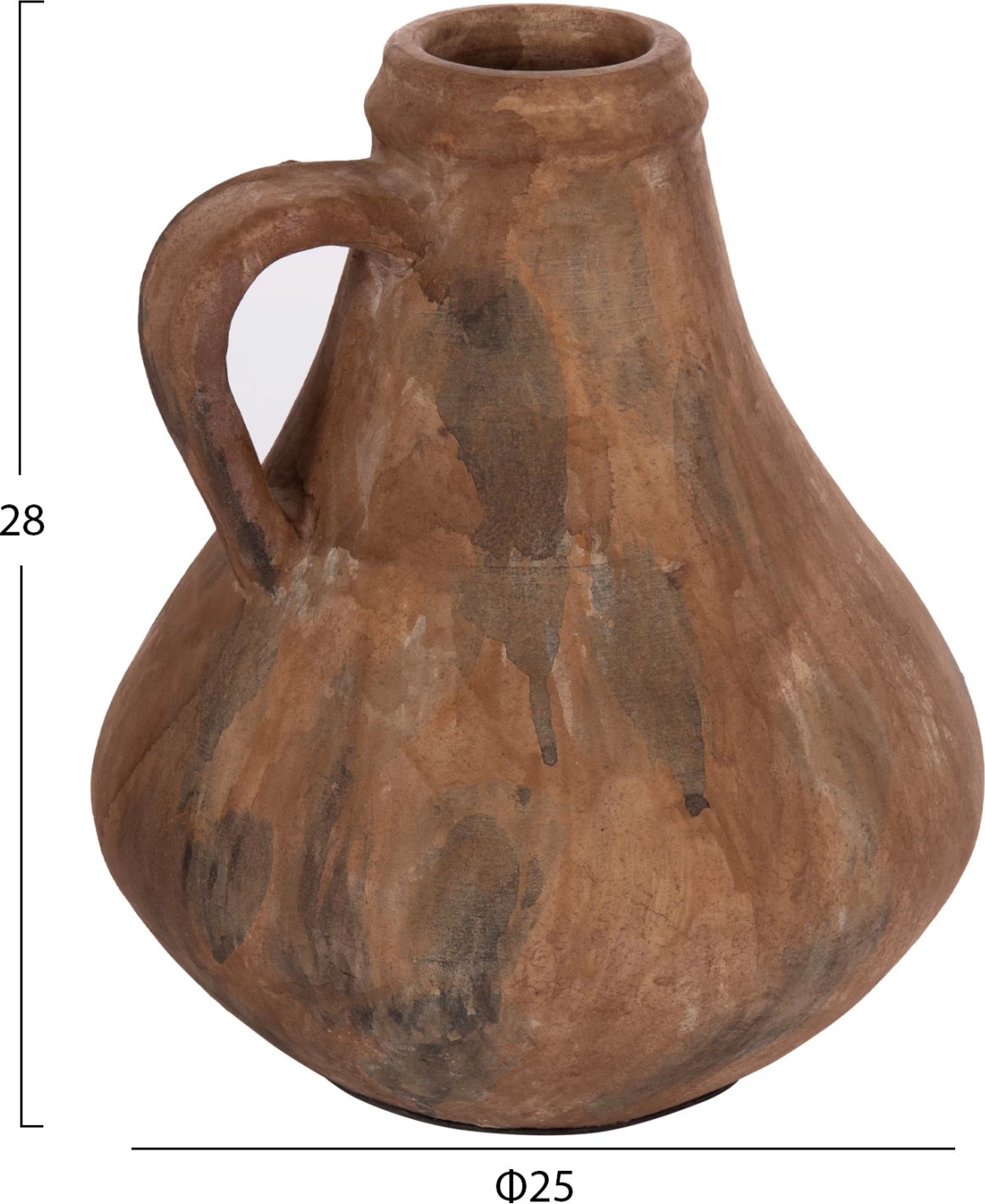 Vazo dekorative VERMO, terrakotë, ngjyrë kafe e furçuar, FH4399, 25x28cm