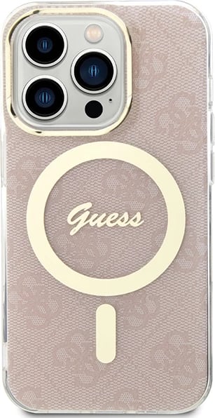 Mbështjellës Guess IML 4G MagSafe për iPhone 15 Pro, Rozë