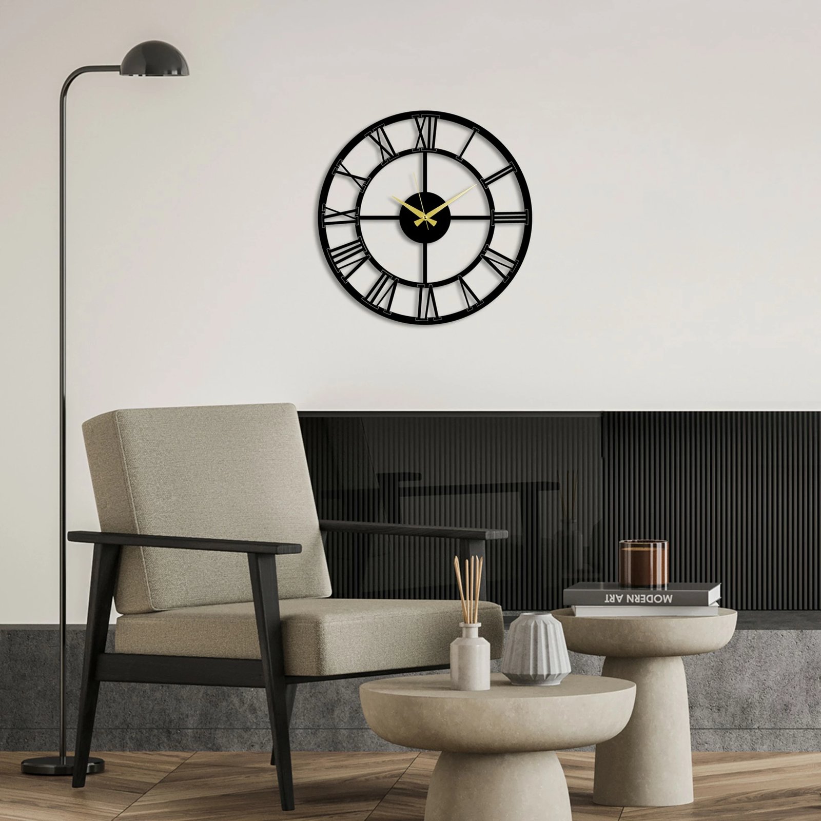 Orë muri dekorative metalike, Wallity, Pari, ngjyrë e zezë