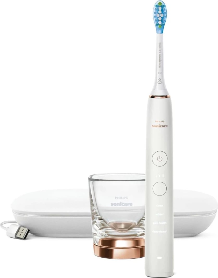 Furçë dhëmbësh elektrike sonike, Philips, Sonicare DiamondClean 9000 HX9911/27, me gotë karikimi dhe kuti udhëtimi, e bardhë