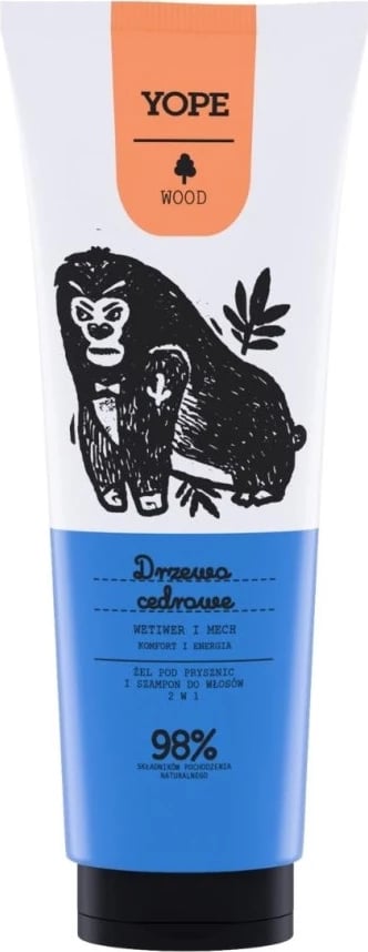 Xhel dushi dhe Shampon 2-në-1 për meshkuj Yope Wood Cedar, 250ml