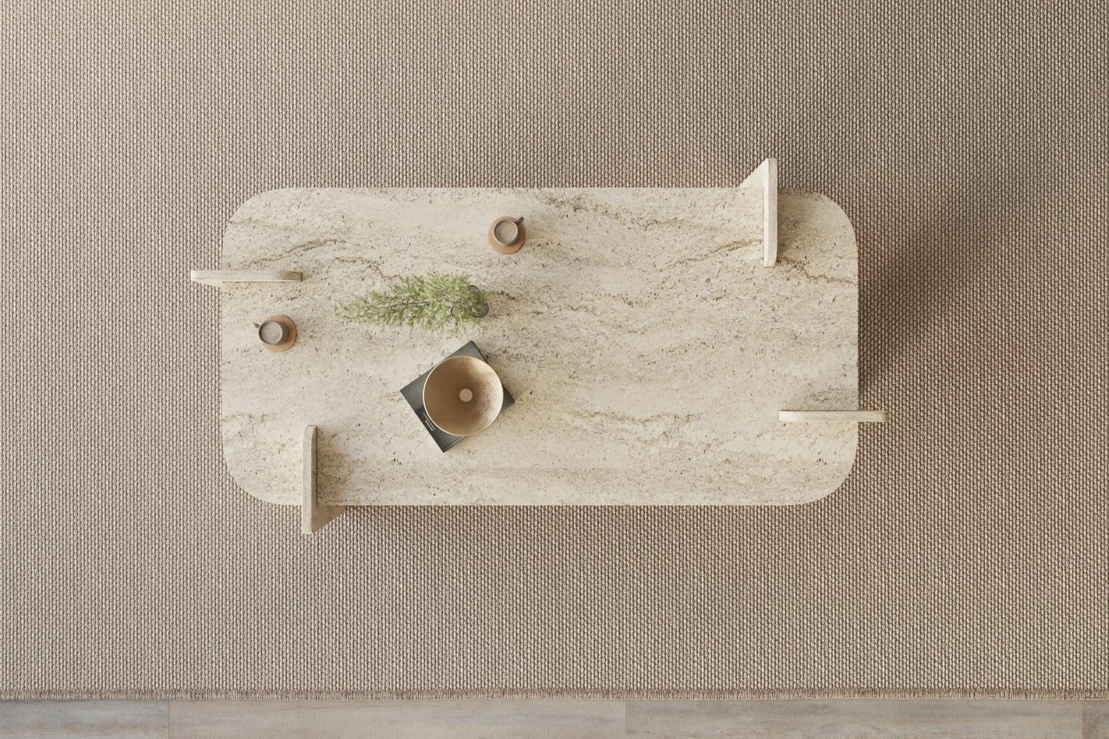 Tavolinë kafeje Skye Decor, ngjyrë travertine