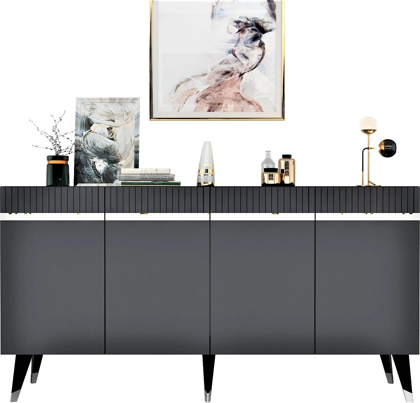 Konsolë Hanah Home, Defne, antracit, argjend