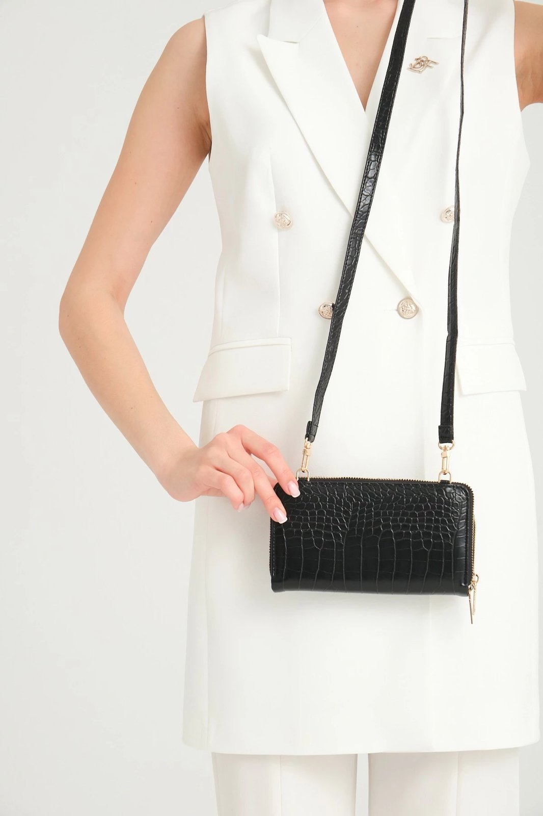 Portofol për gra Zoozie Bags, lëkurë PU, ngjyrë e zezë, model lizard