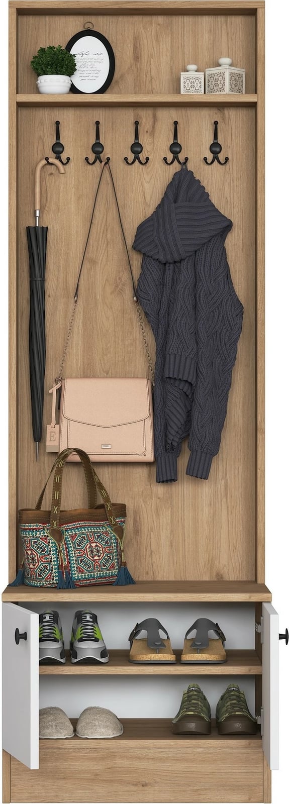 Stendë korridori, ngjyrë arre dhe e bardhë, Skye Decor, M16-2254