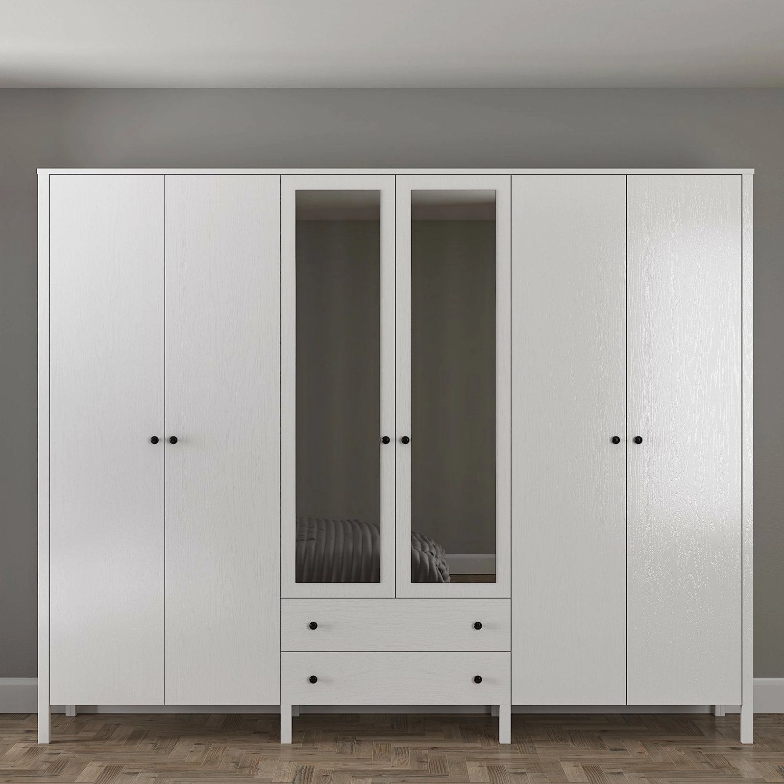 Dollap Hanah Home, FRN-10011, ngjyrë druri dhe e bardhë, 240x195x54 cm