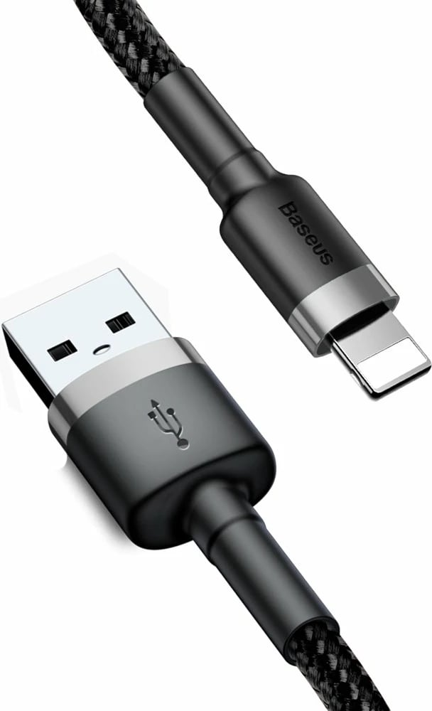 Kabllo Baseus Cafule CALKLF-RG1, USB-A në Lightning, 3m, 2A, QC 3.0, e zezë/gri