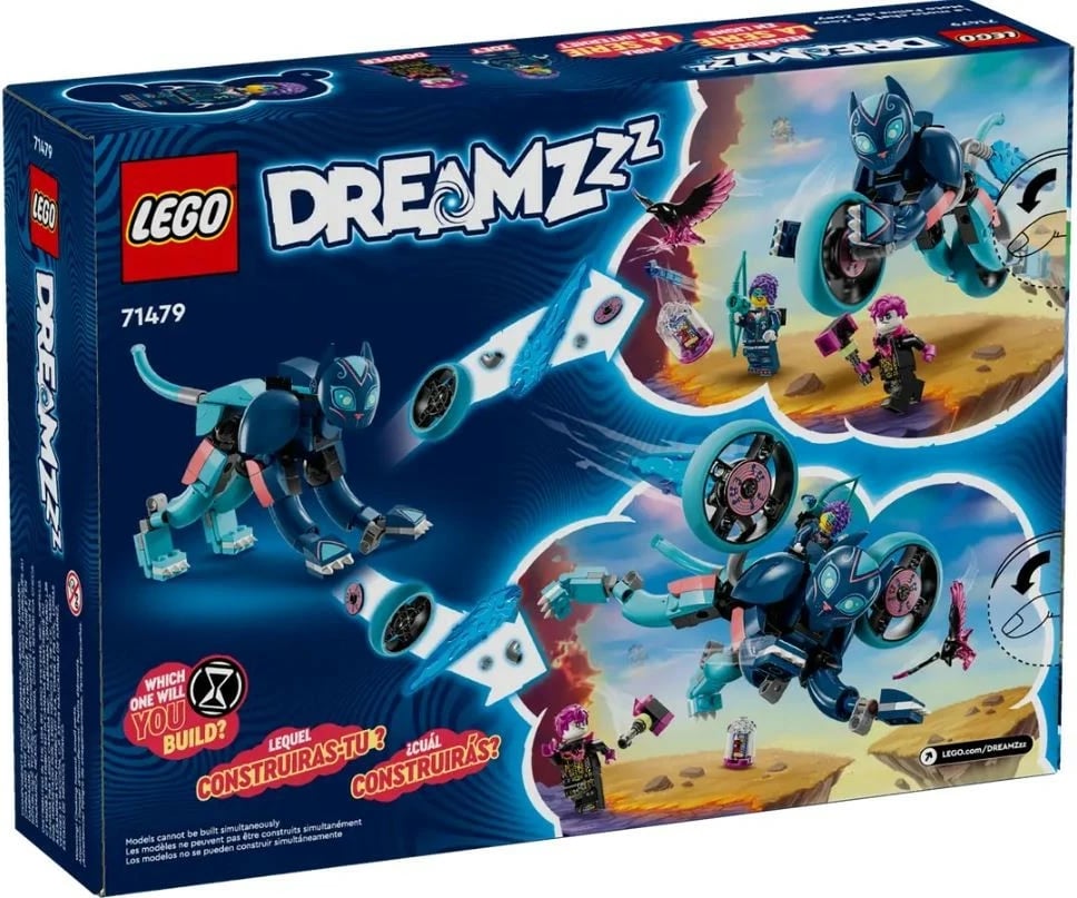Set LEGO DREAMZzz Cat Motorcycle Zoey 71479, 226 pjesë, për fëmijë, Plastikë