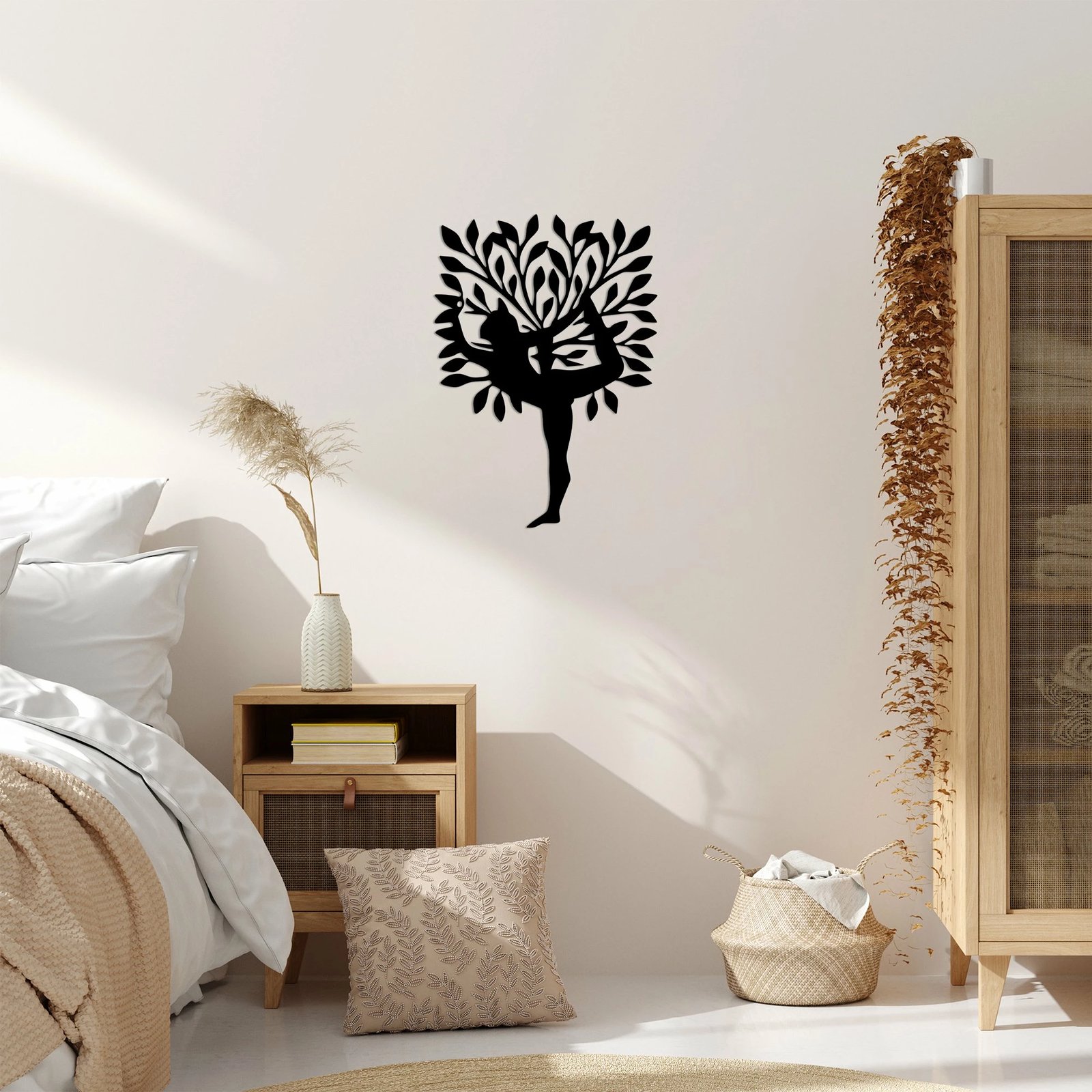 Aksesor dekorativ metalik për mur, Wallity Yoga 2, ngjyrë e zezë, 50x70cm