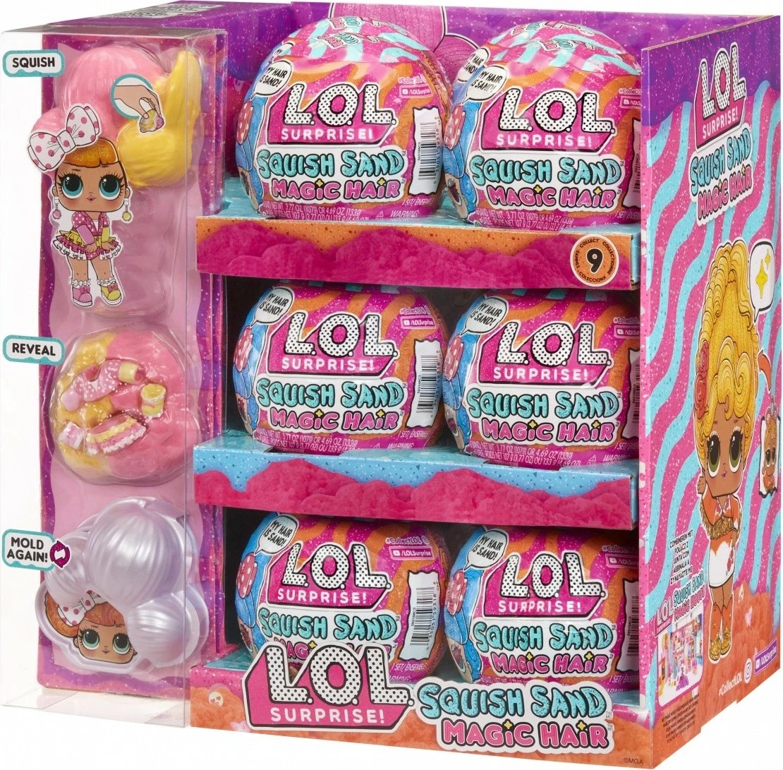 Set lodrash L.O.L. Surprise Kinetic Sand Tots, 12 copë, me rërë magjike, për vajza, ngjyra të përziera