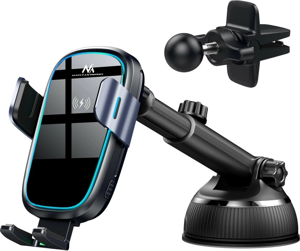 Mbajtës veture Maclean MCE129 me karikim wireless Qi, 15W, i zi