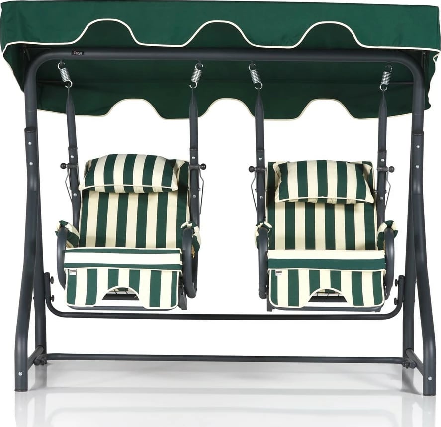 Karrige lëkundëse dyshe për kopsht, Skye Decor, Daisy 2, e bardhë, e gjelbër, e zezë