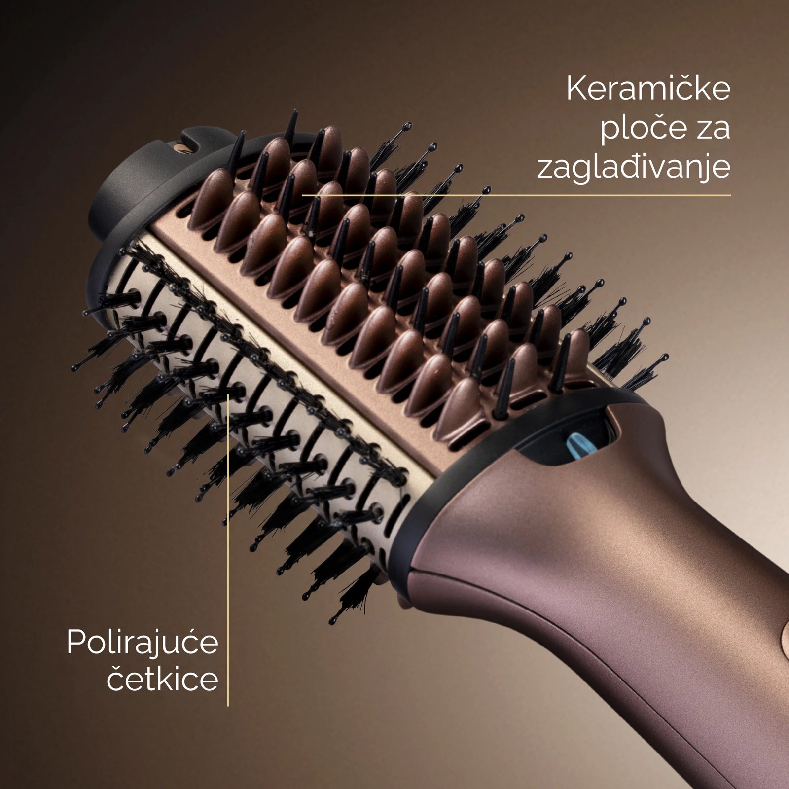 Furçë flokësh me ajër, BaByliss AS95E, 1000W, modalitetet wet/dry, jonizuese anti-frizz, keramike, rozë e artë