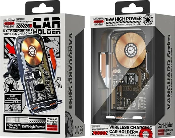 Mbajtës automatik për veturë WEKOME WP-U204 me karikim wireless 15W, i zi