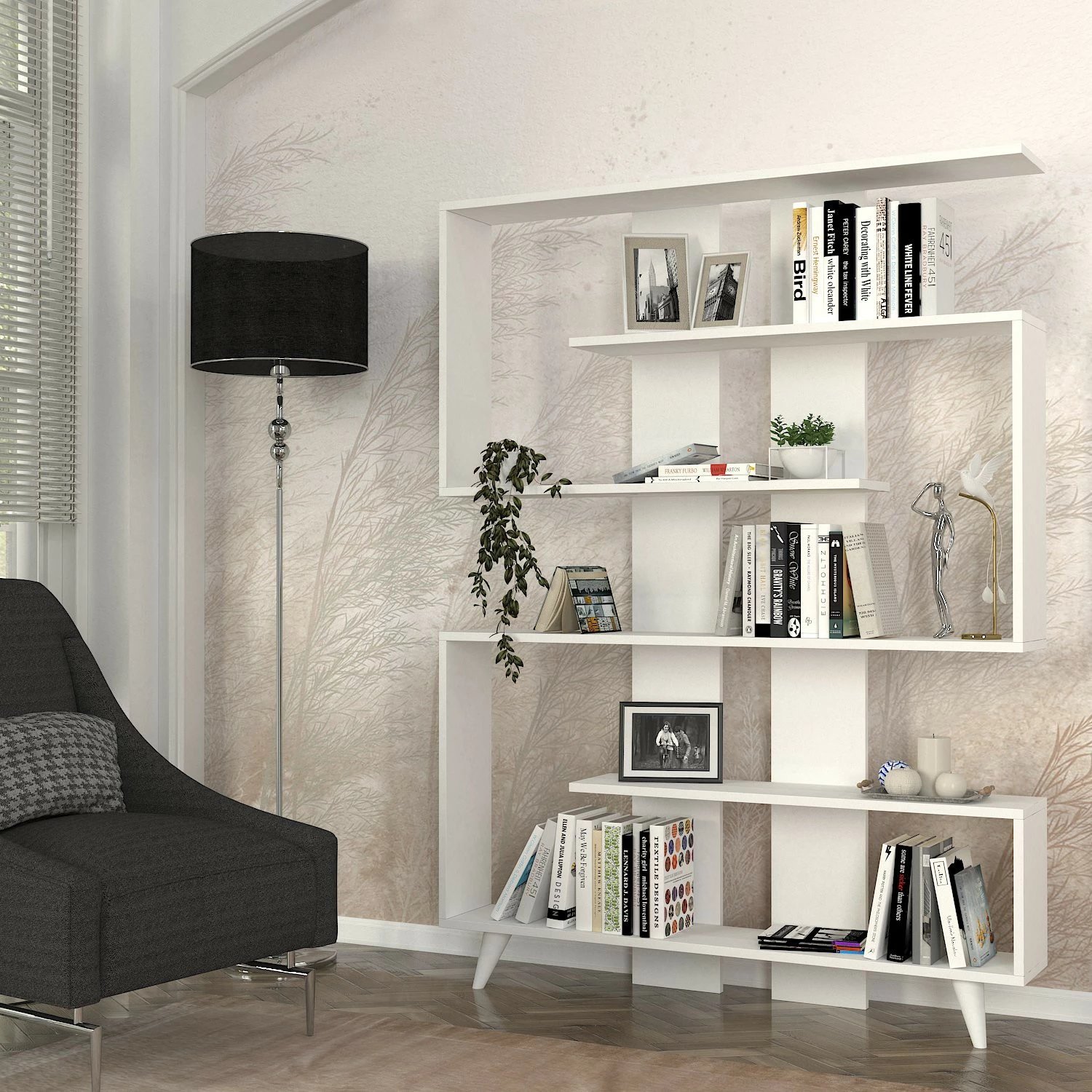 Raft librash Hanah Home, Rain, i bardhë