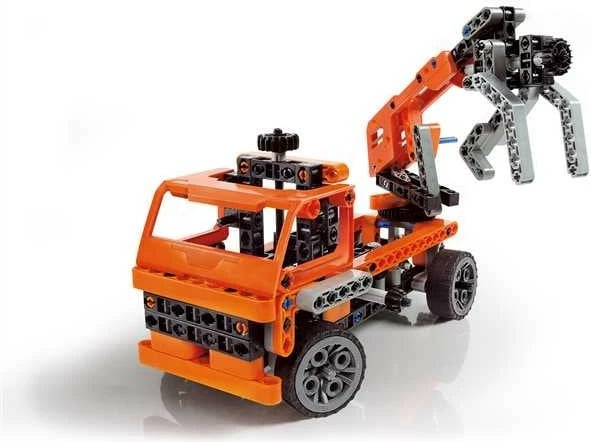 Set ndërtimi Clementoni Mechanics Laboratory Trucks, 10 modele, 200 pjesë, Portokalli
