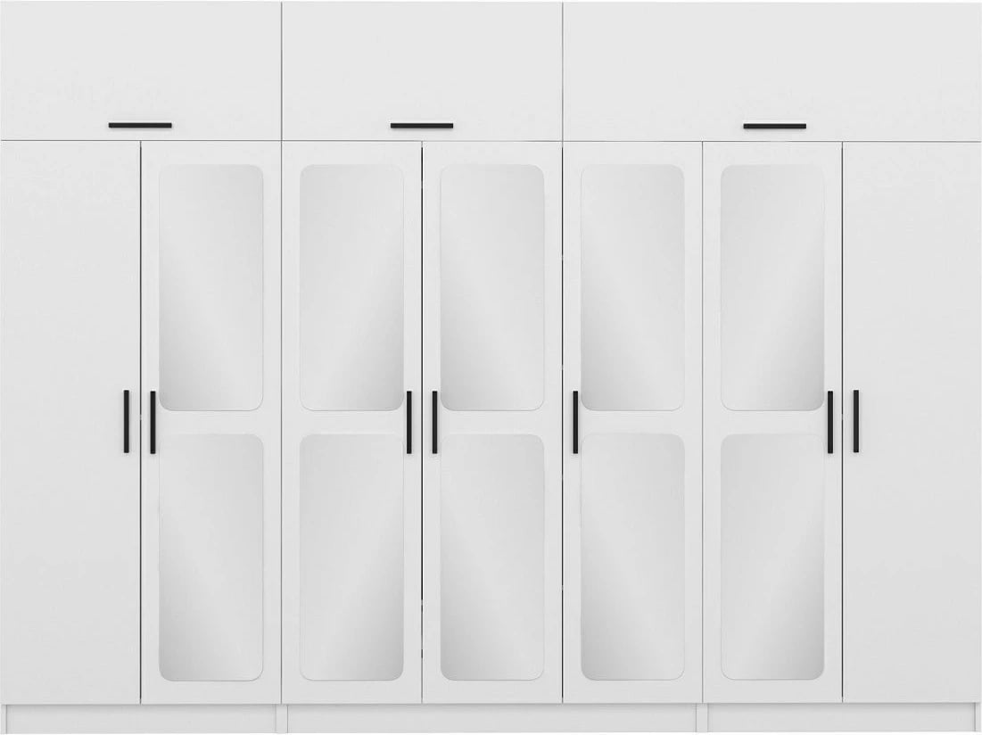 Dollap i bardhë me pasqyra, Skye Decor, Kale - 3947