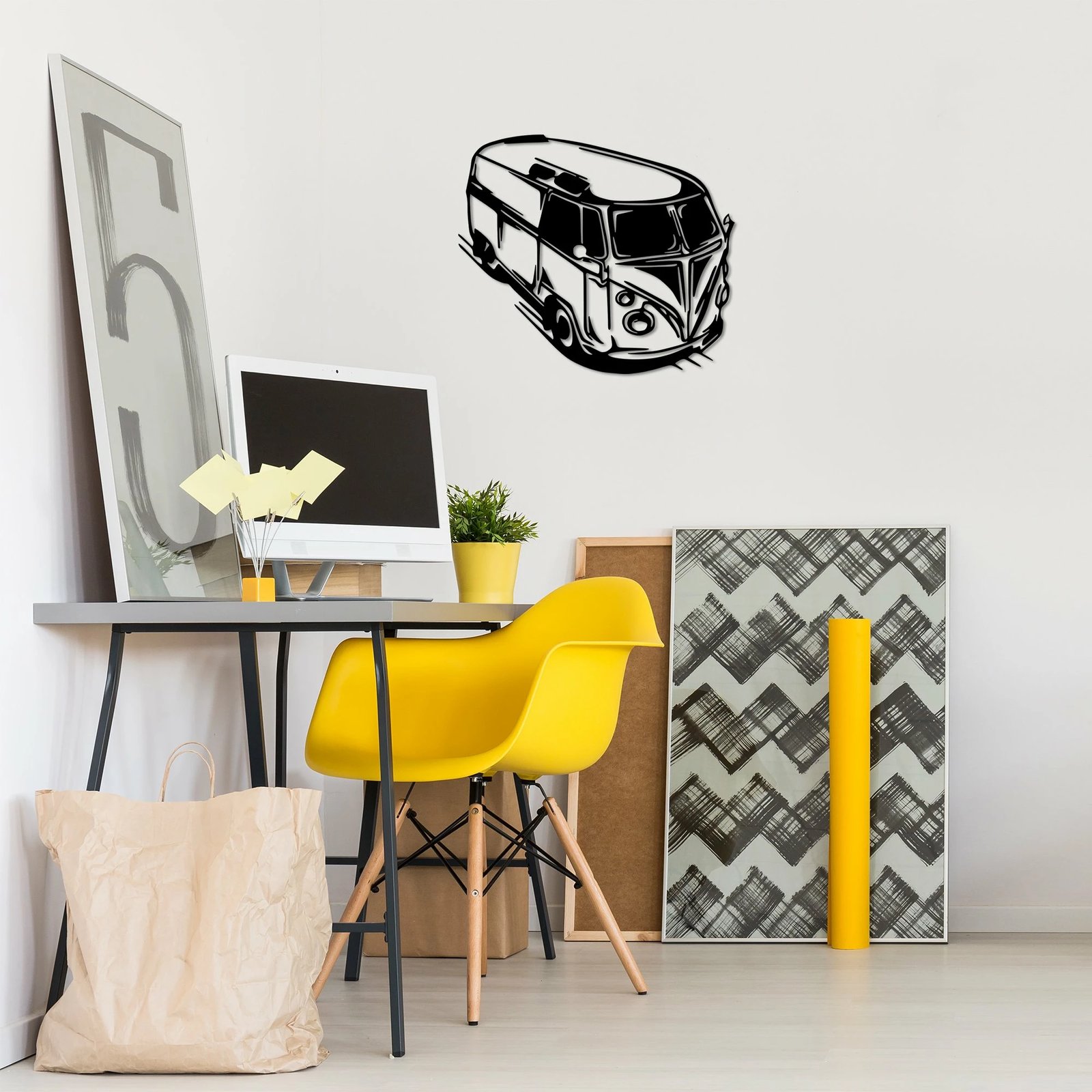 Aksesor dekorativ metalik për mur, Wallity, Woswos, ngjyrë e zezë, 60x70cm