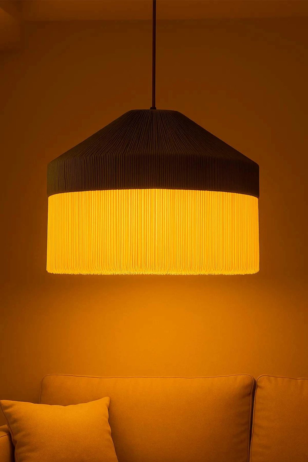 Llambë tavani Opviq, Fiora, makrame, bezhë dhe e zezë