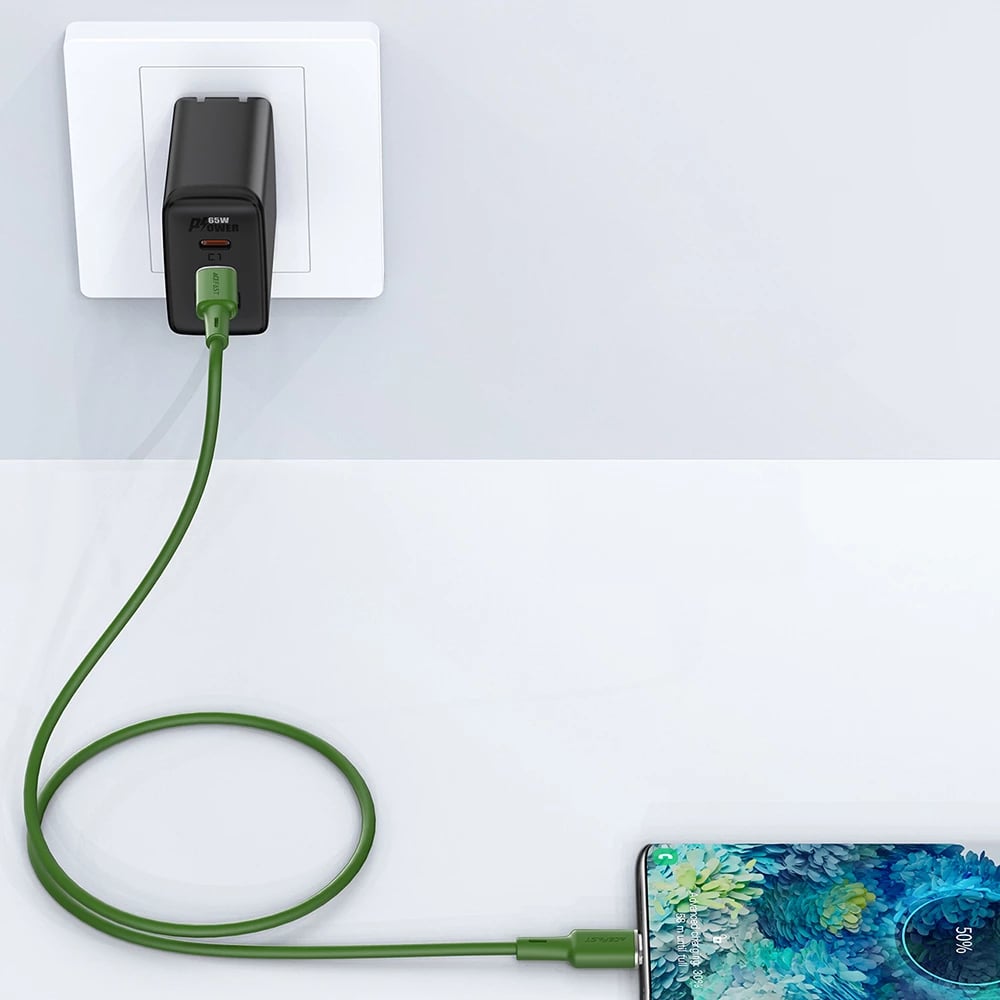 Kabllo Acefast C2-03, USB-C në USB-C, 1.2m, 60W, e gjelbër