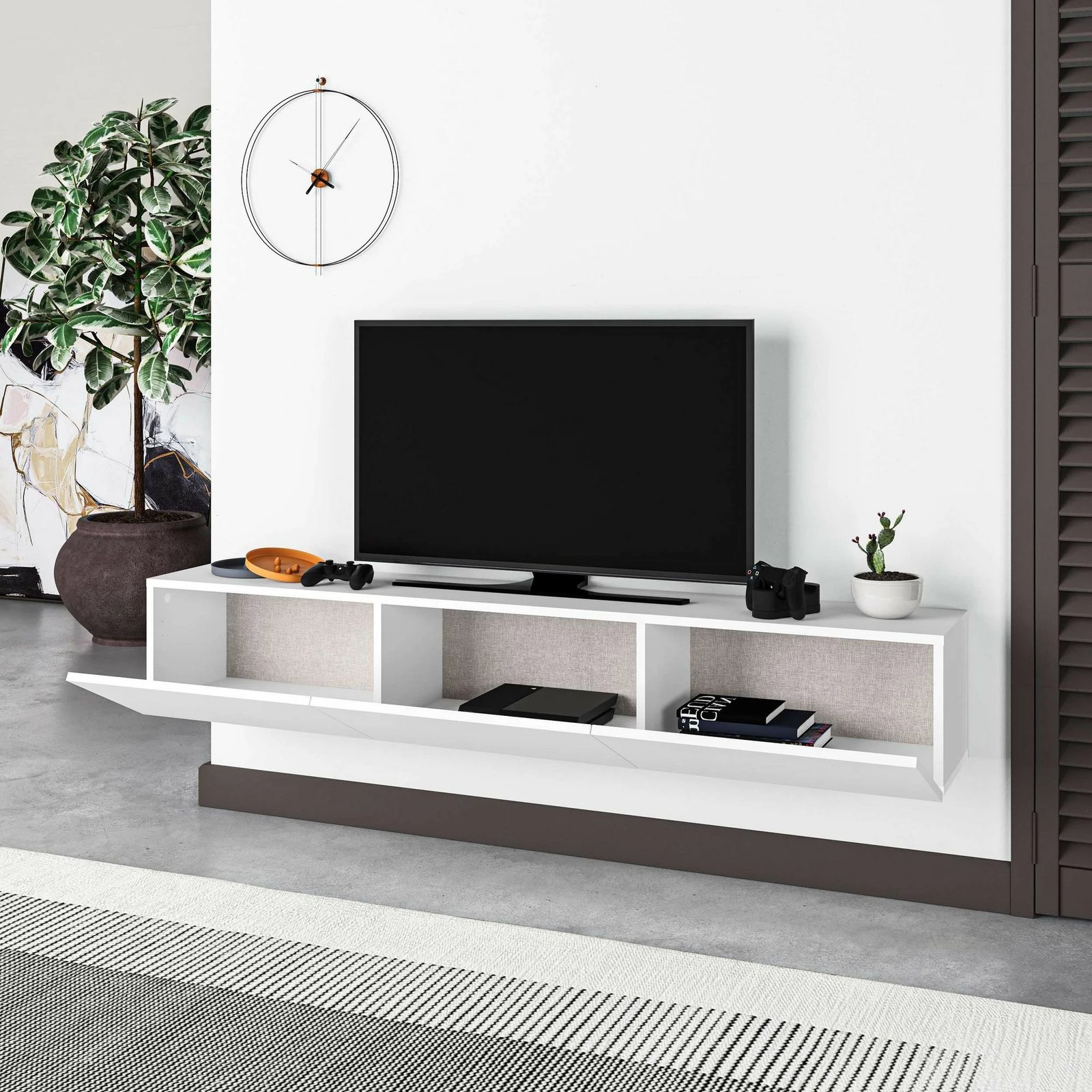 Komodë TV Skye Decor, Francy 180, e bardhë