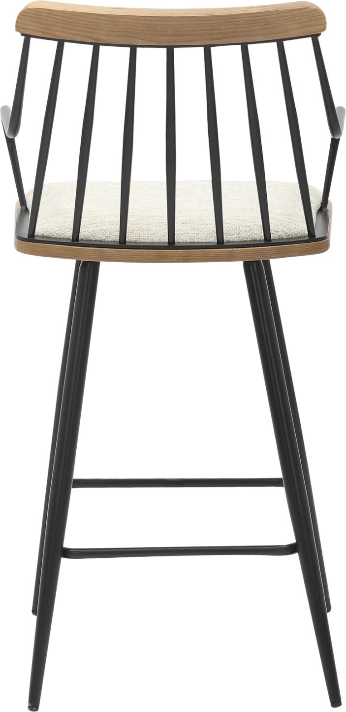 Karrige për bar, lartësi mesatare, JUDI, FH9985.02, metal i zi, pëlhurë ecru, 48x52x92H cm