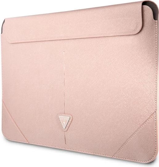 Mbështjellës laptopi Guess Saffiano Triangle Logo, 14", Rozë