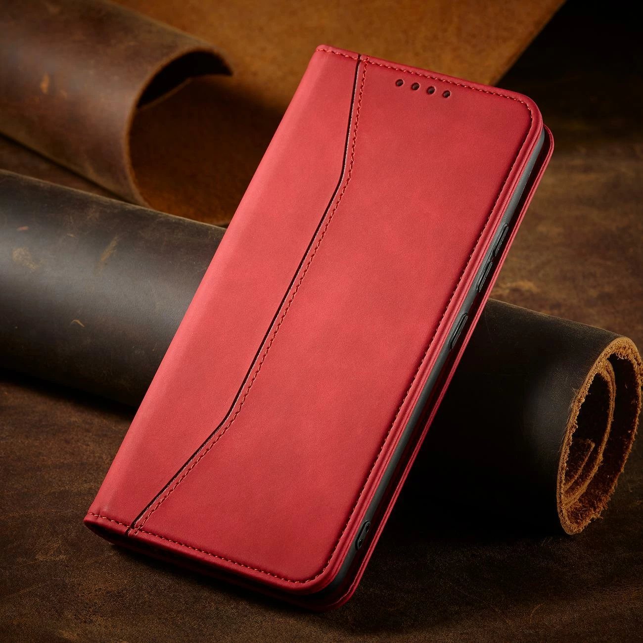 Mbështjellës Hurtel Magnet Fancy Case për Samsung Galaxy S23+, me kapak, portofol dhe stand, Kuq