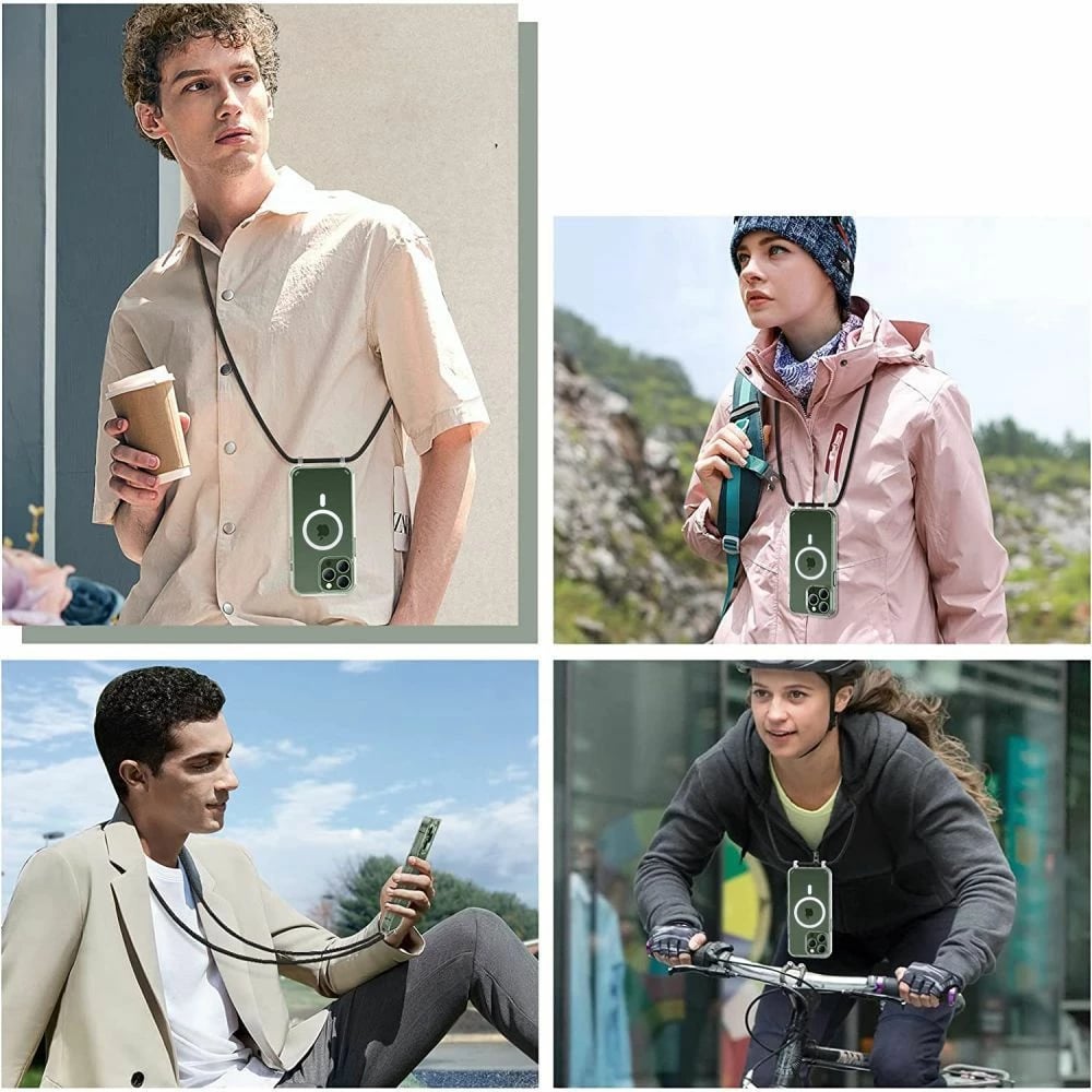 Mbështjellës Tech-Protect FlexAir Chain me MagSafe për iPhone 15 Pro, Zi/Bezhë, set me rrip