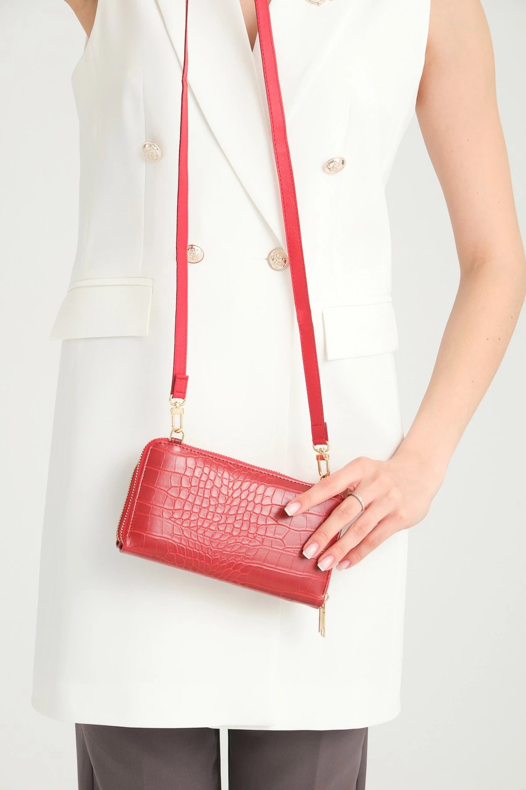 Portofol për gra, ngjyrë e kuqe, lëkurë PU, Zoozie Bags, Lizard