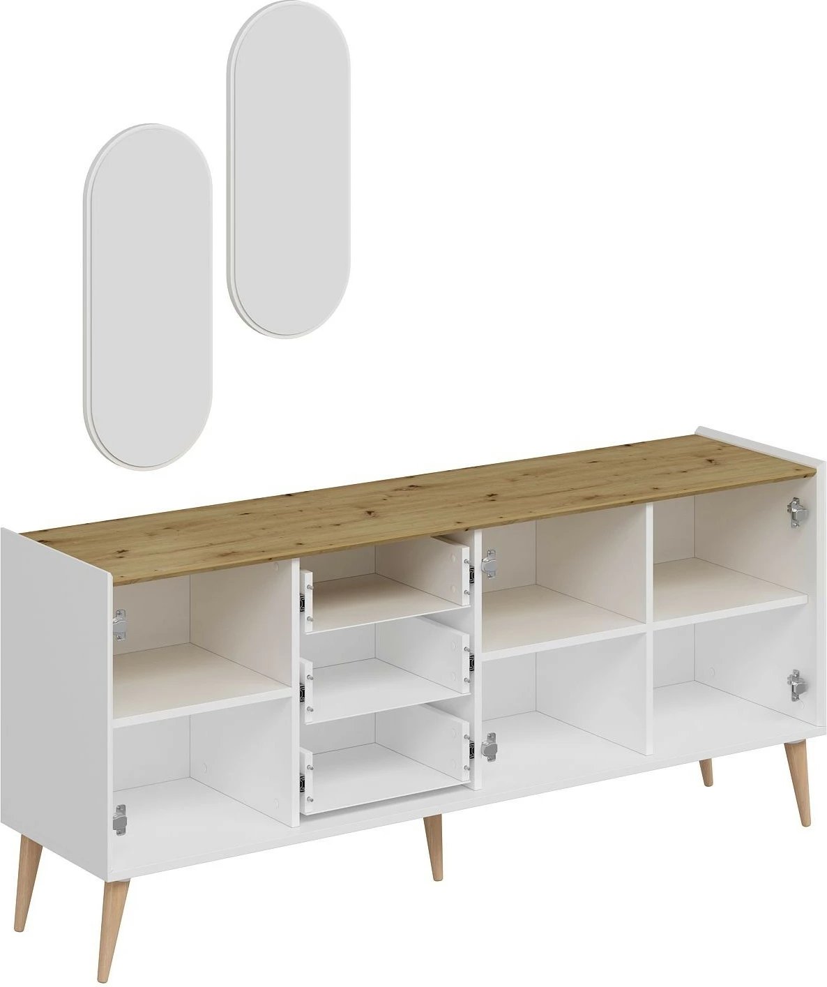 Konsolë Skye Decor, pasqyra Mitra, e bardhë Konsolë Skye Decor, pasqyra Mitra, e bardhë