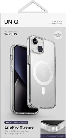 Mbështjellës UNIQ LifePro Xtreme Magclick Charging për iPhone 14 Plus, Transparent