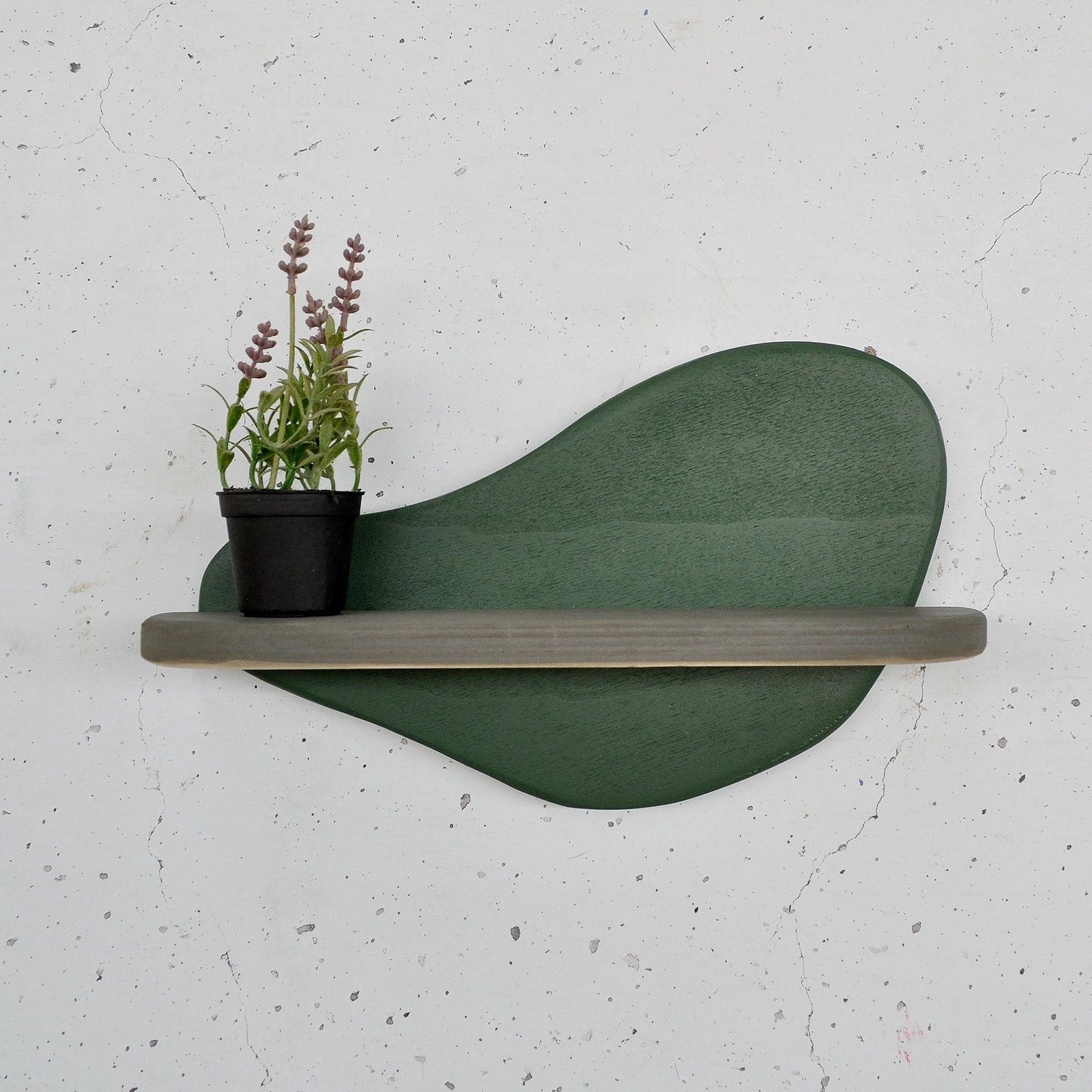 Raft dekorativ prej druri për mur, ngjyrë e gjelbër e errët dhe gri, Skye Decor, Meh226