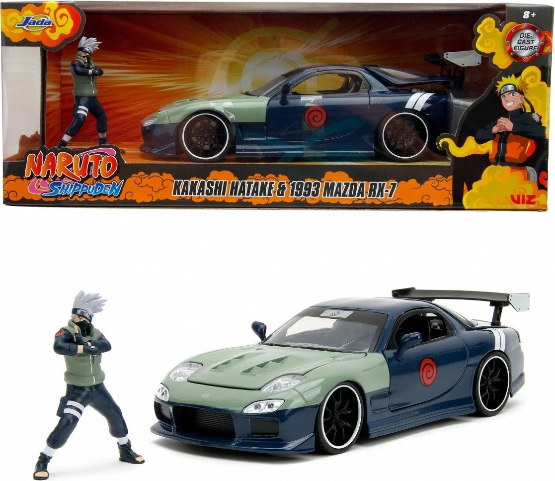 Makine model Jada Toys Mazda RX-7 1:24 me figurë Kakashi Hatake, Naruto Shippuden, Jeshile/Kaltër Makine model Jada Toys Mazda RX-7 1:24 me figurë Kakashi Hatake, Naruto Shippuden, Jeshile/Kaltër